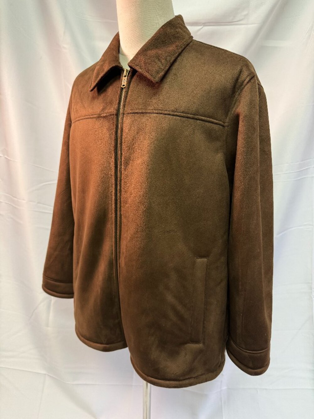 Columbia Men’s Large Brown Faux Suede Fleece Lined Full Zip Jacket L